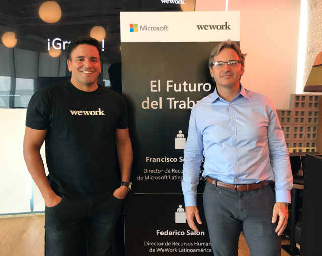 Federico Salon, de WeWork; y Francisco Sorrentino, de Microsoft