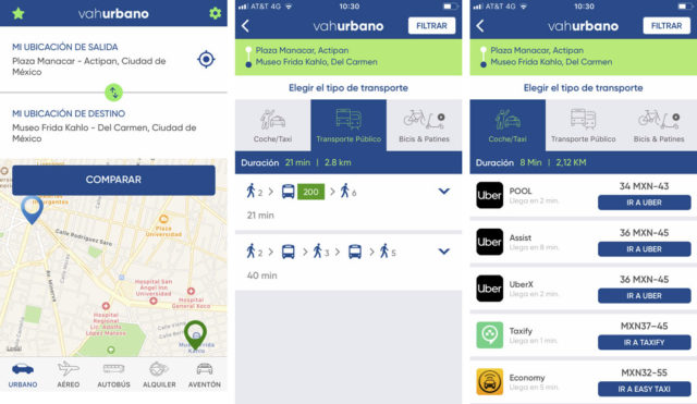 VAH, la app que te ayuda a elegir el mejor medio de transporte